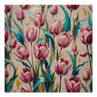 pink tulips wall art perfect poster