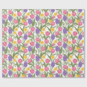 Pink Tulips, Yellow Daffodils, Purple Hyacinths Cadeaupapier (Vlak)