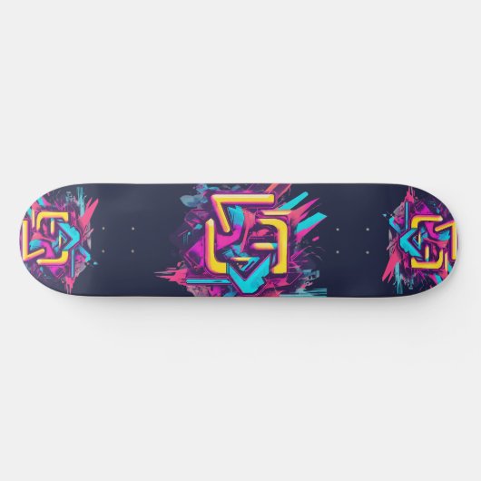 Pink, Türkis, Gelb Abstraktes Graffiti Skateboardd Persoonlijk Skateboard (Horizontaal)