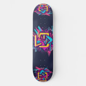 Pink, Türkis, Gelb Abstraktes Graffiti Skateboardd Persoonlijk Skateboard (Voorkant)