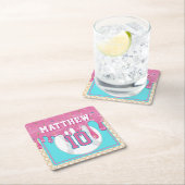 Pink & Turquoise Baseball Drip Birthday Party Kartonnen Onderzetters (Insitu)