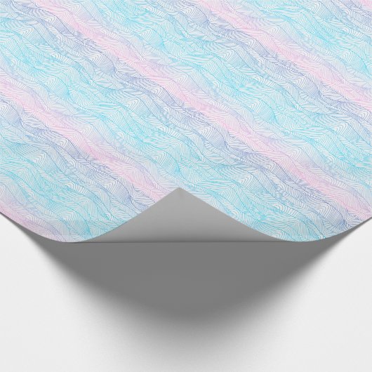 Pink Turquoise & Blue Stylied Water Waves Pattern Cadeaupapier (Hoek)