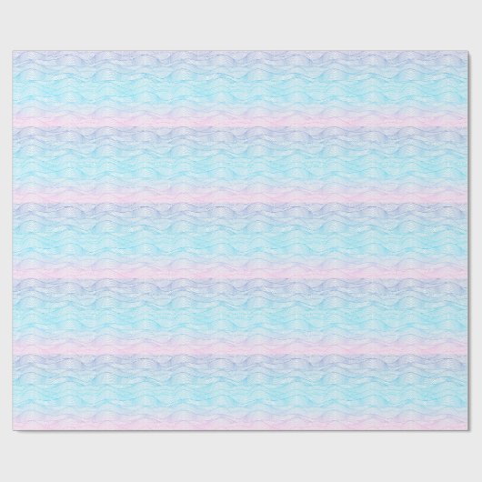 Pink Turquoise & Blue Stylied Water Waves Pattern Cadeaupapier (Vlak)