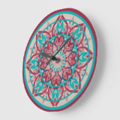 Pink & Turquoise Boho Mandala  Large Clock Grote Klok (Hoek)