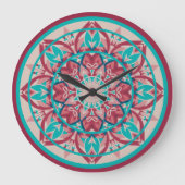 Pink & Turquoise Boho Mandala  Large Clock Grote Klok (Voorkant)