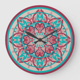 Pink & Turquoise Boho Mandala Large Clock Grote Klok