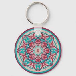 Pink & Turquoise Boho Mandala Sleutelhanger