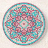 Pink & Turquoise Boho Mandala Zandsteen Onderzetter (Voorkant)
