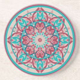 Pink & Turquoise Boho Mandala Zandsteen Onderzetter