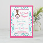 Pink Turquoise Bride Eat Drink Vrijgezellenfeest Kaart (Staand voorkant)