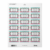 Pink Turquoise Chevron Custom Etiket (Full Sheet)