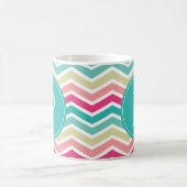 Pink Turquoise Chevron Monogram Koffiemok (Center)