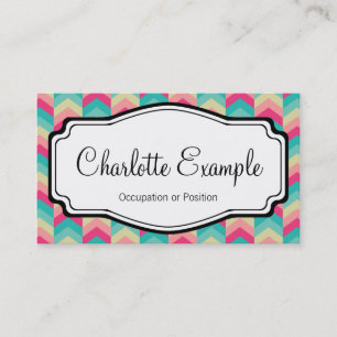 Pink Turquoise Chevron Personal Visitekaartje