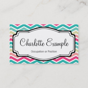 Pink Turquoise Chevron Personal Visitekaartje