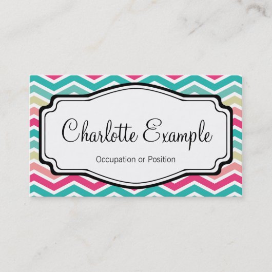 Pink Turquoise Chevron Personal Visitekaartje (Voorkant)