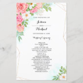 Pink Turquoise Floral Bouquet Wedding Programme (Voorkant)