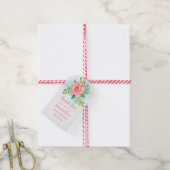 Pink Turquoise Floral Waterverf Roos Baby shower Cadeaulabel (Met Touw)