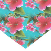 Pink Turquoise Hawaiian Hibiscus Flowers Patroon Medium Tafelloper (Hoek)