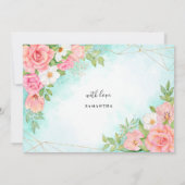 Pink Turquoise Ombre Floral Bouquet Bridesmaid Kaart (Achterkant)