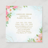 Pink Turquoise Ombre Floral Bouquet Waterverf Vierkante Visitekaartje (Achterkant)