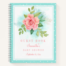 Pink Turquoise Ombre Waterverf Roos Guest Book