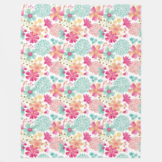 Pink Turquoise Pastels Fleece Deken (Voorkant)