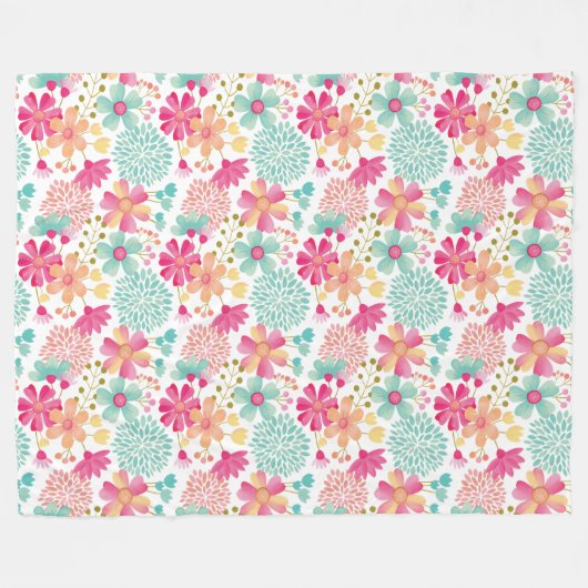 Pink Turquoise Pastels Fleece Deken (Voorkant (Horizontaal))