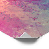 Pink Turquoise Waterverf Artistieke Abstracte Wolf Poster (Hoek)