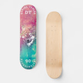 Pink Turquoise Waterverf Artistieke monogram Wolf Persoonlijk Skateboard (Voorkant)