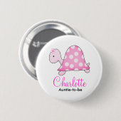 PINK TURTLE BABY SHOWER NAME TAG BUTTON (Voorkant /achterkant)