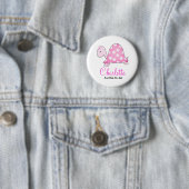 PINK TURTLE BABY SHOWER NAME TAG BUTTON (In situ)