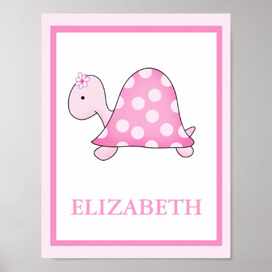 PINK TURTLE DOUANE NAAM AFDRUKKEN POSTER (Voorkant)