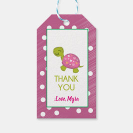 Pink Turtle Gift Label Cadeaulabel