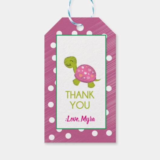 Pink Turtle Gift Label Cadeaulabel (Voorkant)
