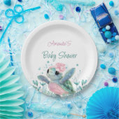 Pink Turtle Girl Baby shower Papieren Bordje (Feest)