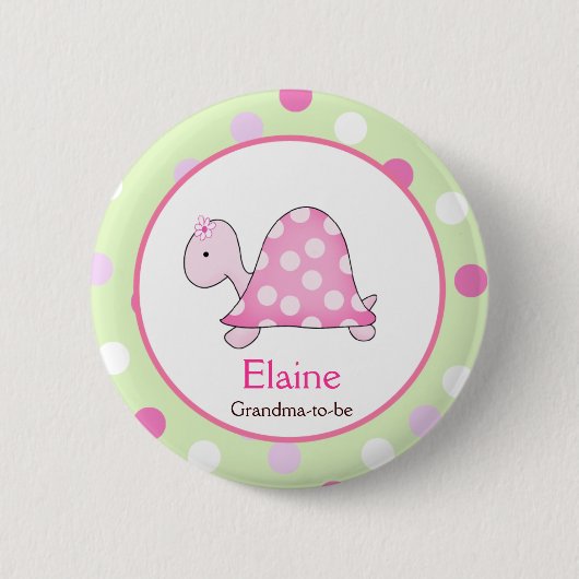 Pink Turtle NAME TAG Custom Button (Voorkant)