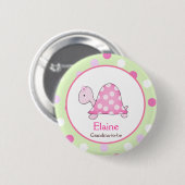 Pink Turtle NAME TAG Custom Button (Voorkant /achterkant)