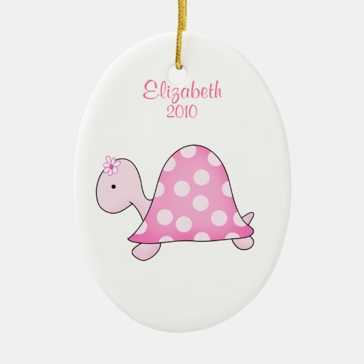 PINK TURTLE Persoonlijke naam kerstversiering Keramisch Ornament (Voorkant)