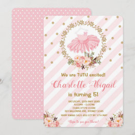 Pink Tutu Ballerina Ballet Baby shower Uitnodiging