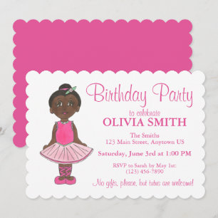 Pink Tutu Ballerina Ballet Dancer Birthday Party Kaart