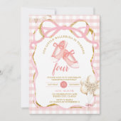 Pink Tutu Ballerina Gingham Verjaardag Kaart (Voorkant)