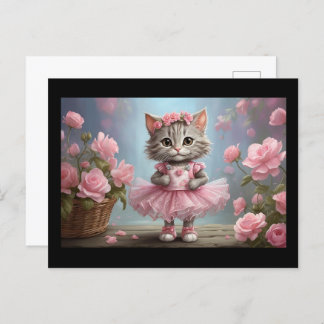 Pink Tutu Ballerina Kitten Briefkaart