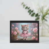 Pink Tutu Ballerina Kitten Briefkaart (Staand voorkant)