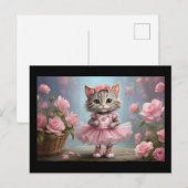 Pink Tutu Ballerina Kitten Briefkaart (Voorkant / Achterkant)