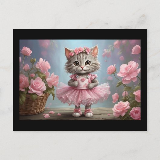 Pink Tutu Ballerina Kitten Briefkaart (Voorkant)