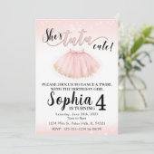 Pink tutu ballet ballerina verjaardagsuitnodiging kaart (Staand voorkant)