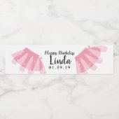 Pink Tutu Cheerleader Happy Birthday Waterfles Etiket (Enkel label)