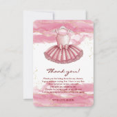 Pink Tutu Gold Glitters Baby shower Bedankkaart (Voorkant)