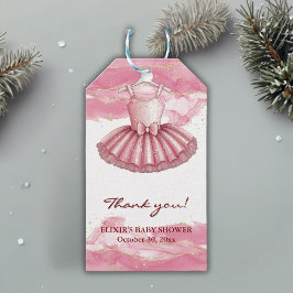 Pink Tutu Gold Glitters Baby shower Cadeaulabel
