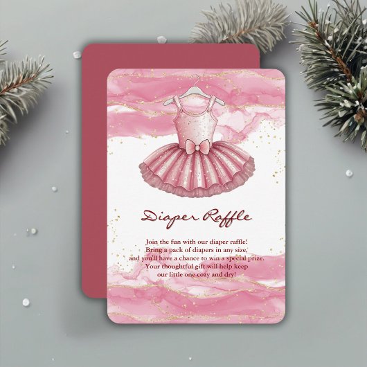 Pink Tutu Gold Glitters Baby shower Informatiekaartje